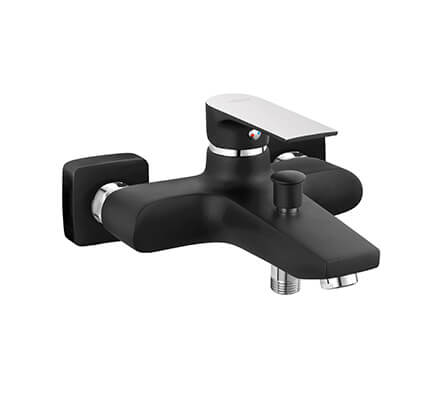 Algeo Square Black/Chrome - wall-mounted bath mixer