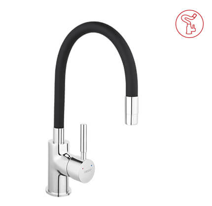 Zumba - standing sink mixer with flexible spout, black