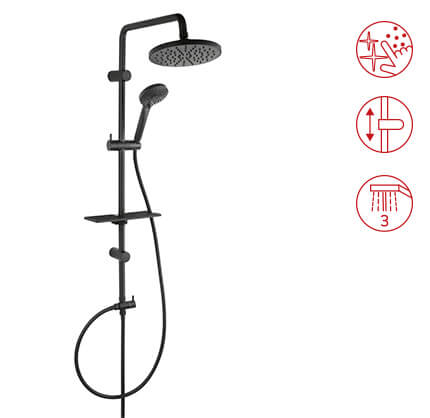 Rondo Lux Black - Rainfall with shower set