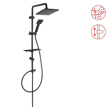 Squerto Lux Black - Rainfall with shower set